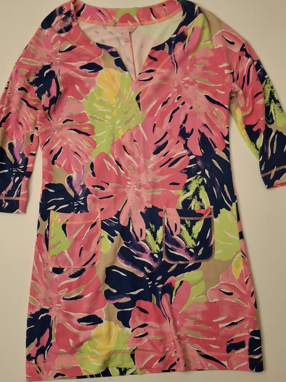 Lilly Pulitzer Floral Shift Dress in Pink & Navy